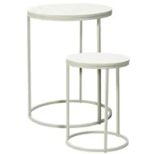 Ławy i stoliki kawowe - Zestaw stolików kawowych HOME & STYLING COLLECTION Biały Metal (2 szt.) - miniaturka - grafika 1