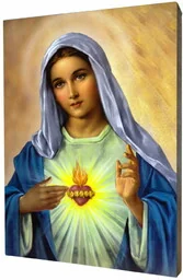 Serce Maryi - obraz religijny na desce lipowej - Ikony i obrazy sakralne - miniaturka - grafika 1