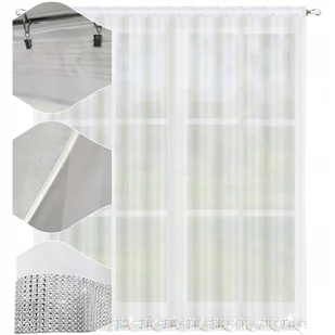 Firana gotowa z cyrkoniami 240x400 balkon salon firany gładkie białe cekiny - Firany Firana gotowa z cyrkoniami 240x400 balkon salon firany gładkie białe cekiny - Firany - miniaturka - grafika 1