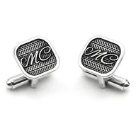 Spinki do mankietów i krawatów - Srebrne spinki do mankietów - Inicjały - Monogram - miniaturka - grafika 1