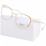 Okulary korekcyjne, oprawki, szkła - Złote Okulary kocie do komputera damskie z filtrem BLUE Light zerówki 2585-4 - miniaturka - grafika 1