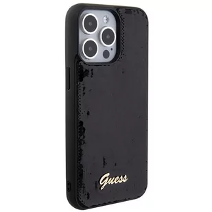 Guess GUHCP15LPSFDGSK iPhone 15 Pro 6.1" czarny/black hardcase Sequin Script Metal - Etui i futerały do telefonów - miniaturka - grafika 4