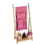 Ręczniki - relaxdays Bambusowa drabinka na ręczniki z półką - miniaturka - grafika 1