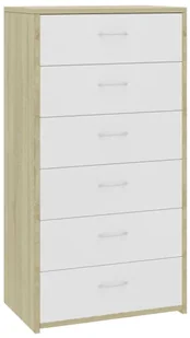 Komoda z 6 szufladami w stylu skandynawskim dąb sonoma + biały - Noria - Komody - miniaturka - grafika 1