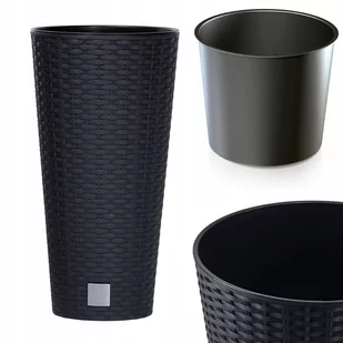 DONICZKA WYSOKA RATAN Z WKŁADEM ANTRACYT DONICA OSŁONKA Z WKŁADEM RATO TUBUS ANTRACYTOWY - Donice - miniaturka - grafika 1