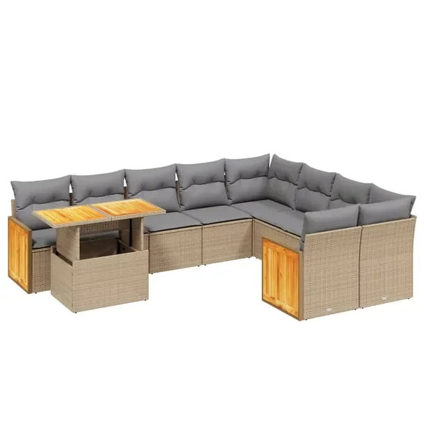 Zestaw mebli ogrodowych modułowych, beżowy, rattan PE, wymiary: 55x62x69