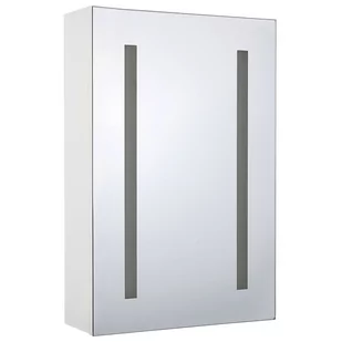 Beliani Szafka łazienkowa wisząca z lustrem LED 40 x 60 cm biała CAMERON - Szafki łazienkowe - miniaturka - grafika 1