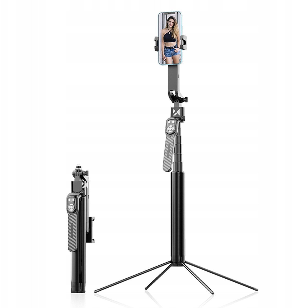 Selfie stick Wozinsky WST-360YS z funkcją statywu z automatycznym śledzeniem twarzy 360° AI sterowanie gestami - czarny