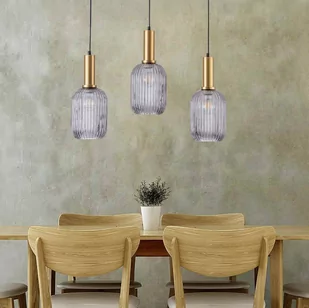 Polux Wisząca LAMPA loftowa SUFFOLK 318862 plisowane tuby ZWIS szklany na listwie przydymiony 318862 - Lampy sufitowe - miniaturka - grafika 1