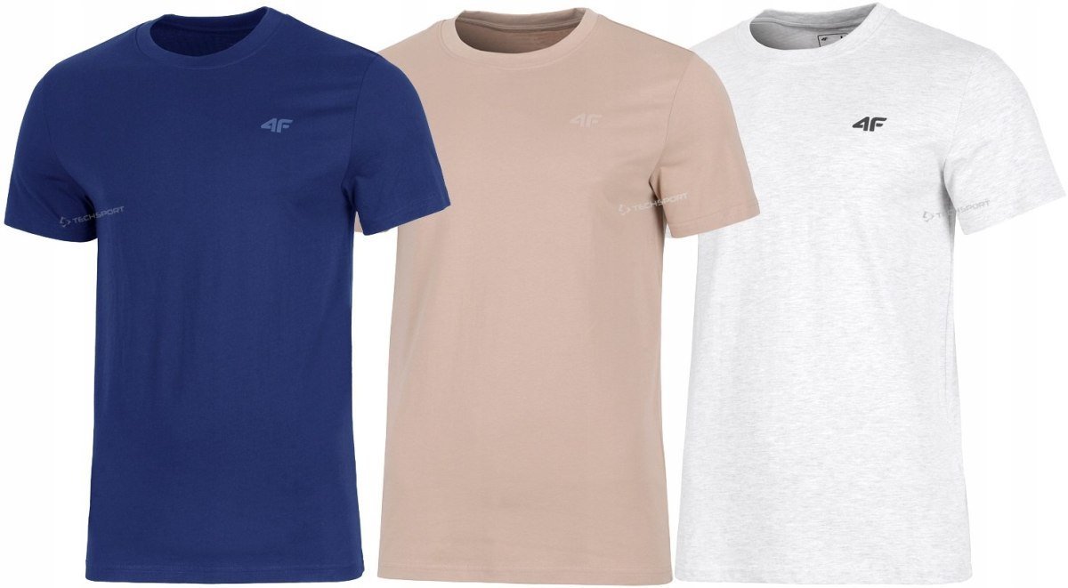 4F ZESTAW 3szt. 3-PAK MÄSKA KOSZULKA T-SHIRT 100% BAWEĹNA / rozm L