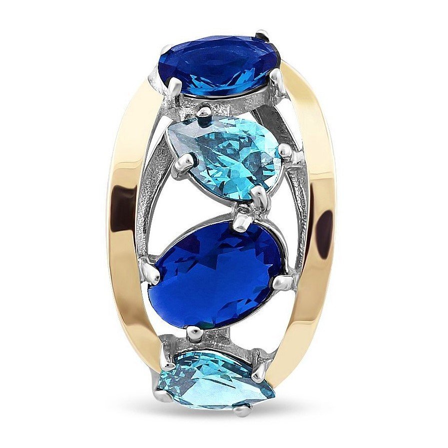 ZAWIESZKA SREBRNA ZE ZŁOTEM I CYRKONIAMI 641