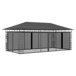 vidaXL Altana ogrodowa z moskitierą, 6x3x2,73 m, antracytowa - Altany ogrodowe - miniaturka - grafika 1