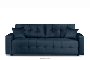 Sofa 3 osobowa rozkładana glamour pikowana granatowa BASIM Konsimo - Sofy i kanapy - miniaturka - grafika 1