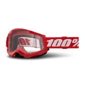 Gogle i okulary motocyklowe - Gogle Cross Dziecięce 100% Strata 2 Czerwony - miniaturka - grafika 1