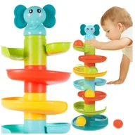 Gryzaki dla dzieci - TOR KULKOWY ZJEŻDŻALNIA PIŁECZEK GRYZAK SŁONIK GRZECHOTKI prezent NA ROCZEK Z799 - miniaturka - grafika 1