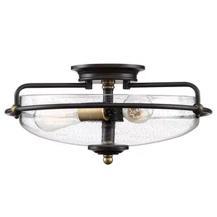 Szklana lampa sufitowa Griffin QZ-GRIFFIN-F-C-PNAB Quoizel do jadalni czarna przezroczysta - Lampy sufitowe - miniaturka - grafika 1
