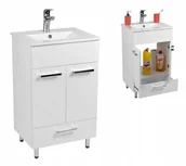 Szafki łazienkowe - Szafka z umywalką 50 x40 stojąca połysk szuflada - miniaturka - grafika 1