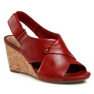 Sandały damskie - Clarks Sandały Margee Eve 261581354 Red Leather - grafika 1