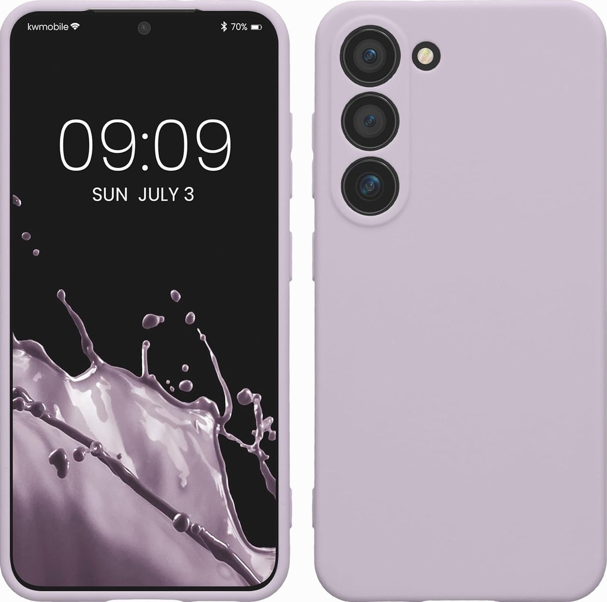 kwmobile Etui kompatybilne z etui Samsung Galaxy S23 - z podniesionymi krawędziami - możliwość ładowania bezprzewodowego - Liliowy matowy