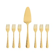 Zestawy sztućców - Zestaw widelczyków do ciasta z łopatką dla 6 osób ANTIQUE GOLD - miniaturka - grafika 1