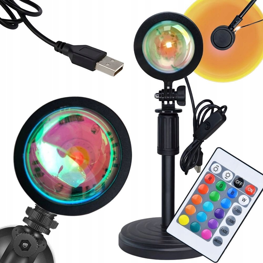 Lampka USB Verk Projektor lampa lampka zachód wschód imitacja słońca led rgb usb + pilot