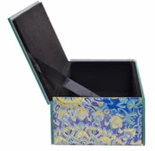 Pudełka i szkatułki - Szkatułka szklana w niebieskie wzory podłużna, EWAX, niebieska, 20x9,5x5,5 cm - miniaturka - grafika 1