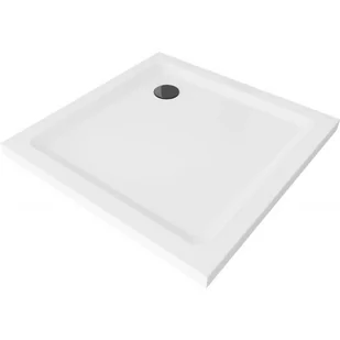 Mexen Flat brodzik kwadratowy slim 90 x 90 cm, biały, syfon czarny - Brodziki prysznicowe - miniaturka - grafika 1
