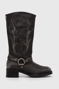 Steve Madden kowbojki skórzane Bloom damskie kolor szary na płaskim obcasie SM11003090 - Kozaki damskie - miniaturka - grafika 1