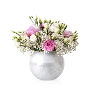 Wazony i flakony - Wazon szklany kula ryflowana biała milky - miniaturka - grafika 1