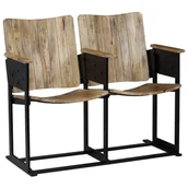 Ławki do przedpokoju - vidaXL Ławka 2-osobowa z litego drewna mango i stali, 102 x 55 x 83 cm - miniaturka - grafika 1