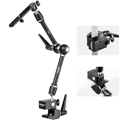 Neewer Magic Arm, 53 cm, uchwyt na kamerę z superzaciskiem, na biurko z podwójną głowicą kulową 360°, 1/4
