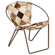 Fotele - vidaXL Fotel z prawdziwej skóry, 69 x 69 x 69 cm, w romby, brązowy - miniaturka - grafika 1