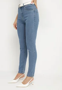 Niebieskie Jeansy z Bawełną i Wysokim Stanem Denilea - Spodnie damskie - miniaturka - grafika 1