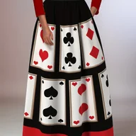 Spódnice - TEMU Elegancka damska spódnica maxi z elastyczną talią, 125g tkaniny z nadrukiem, geometryczny projekt karty, czerwono-czarna, szczegół kieszeni, - miniaturka - grafika 1