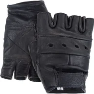 Rękawiczki rowerowe - Rękawice Rękawiczki Bez Palców Skórzane Longhorn na Rower - Czarne L - miniaturka - grafika 1