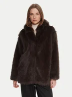 Płaszcze damskie - KAOS Futro RI1NT057 6006 Brązowy Regular Fit - miniaturka - grafika 1