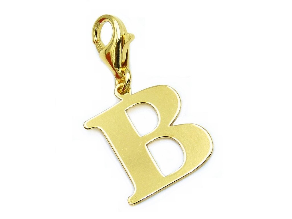 Pozłacany charms przywieszka literka B