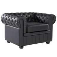Fotele - Fotel Skórzany Czarny Chesterfield! - miniaturka - grafika 1