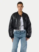 Kurtki damskie - Noisy May Kurtka z imitacji skóry Eileen 27032426 Czarny Relaxed Fit - miniaturka - grafika 1