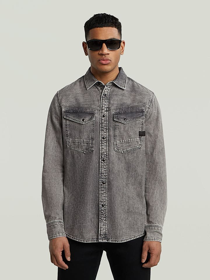 G-Star Koszula dżinsowa - Slim fit - w kolorze szarym