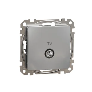 Schneider Gniazdo antenowe TV przelotowe (7dB) SEDNA Design & Elements srebrne aluminium - Gniazdka elektryczne - miniaturka - grafika 1