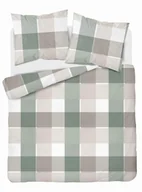 Pościel - Pościel 180x200 zielona beżowa kratka 5109 A Bawełna 32 - miniaturka - grafika 1