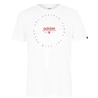 Koszulki męskie - Adidas Męski t-shirt M Adi CLK biały White/Scarle S FM6059 - grafika 1