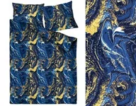 Pościel - Greno Pościel satynowa 220x200 Galaxy granatowa złota mozajka Gold Line 1 - miniaturka - grafika 1