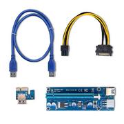 Kontrolery - Qoltec Karta rozszerzeń Riser Qoltec PCI-E 1x-16x USB 3.0 ver.009S SATA/PCI-E 6pin 55507 - miniaturka - grafika 1