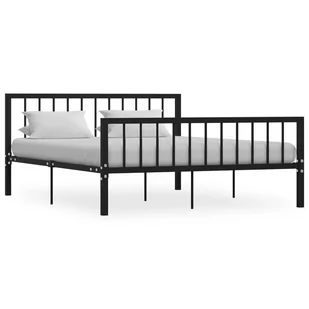 vidaXL Rama łóżka, czarna, metalowa, 160 x 200 cm - Łóżka - miniaturka - grafika 1