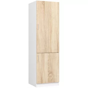 Szafka kuchenna AKORD S60 pod zabudowę lodówki system LIMA Biała 60 cm - 2 drzwi, fronty kolor Dąb Sonoma, mat, 1 półka - 60x55x205 cm - Szafki kuchenne - miniaturka - grafika 1