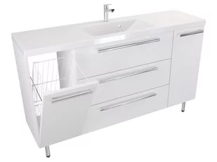 Szafka Stojąca Z Umywalką ATH 140 cm KD - Biały Mat - Uchwyty Chromowane - Szafki łazienkowe - miniaturka - grafika 1