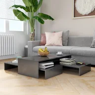 Ławy i stoliki kawowe - vidaXL vidaXL Wsuwane stoliki kawowe, szare z połyskiem, 100x100x26,5 cm - miniaturka - grafika 1