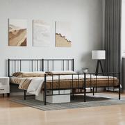 Łóżka - Metalowa rama łóżka z wezgłowiem i zanóżkiem, czarna, 180x200cm Lumarko! - miniaturka - grafika 1